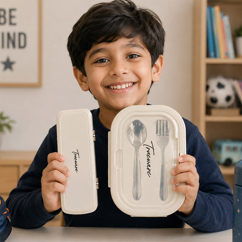 Personalized Stainless Steel Lunch Box | Custom Name Tiffin Box with Spoon & Fork | Love Craft Gifts™