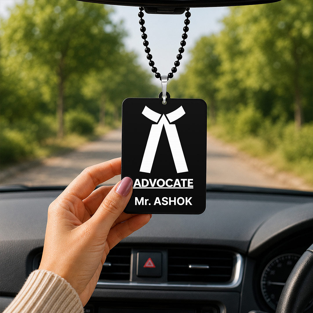 Personalized Advocate Car Hanging Ornament 3x2" | Custom Lawyer Name Rear View Mirror Accessory for Cars & Professional Gifts | Love Craft Gifts™