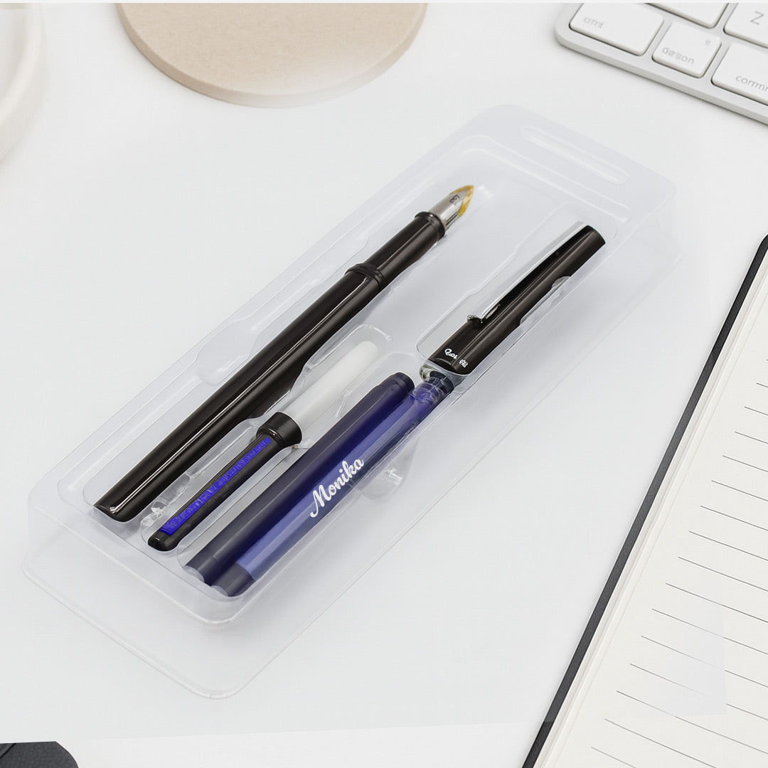 Pierre Cardin Life Fountain Pen Black with Chrome Clip - Personalized | Love Craft Gifts