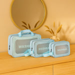 Set of 3 Light Blue Travel Wash Bags – Waterproof Toiletry Organizers | Love Craft Gifts
