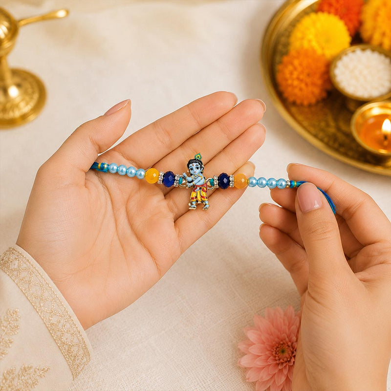 Little Krishna Rakhi for Brother Traditional Kids Rakhi Raksha Bandhan Gift | Love Craft Gifts™