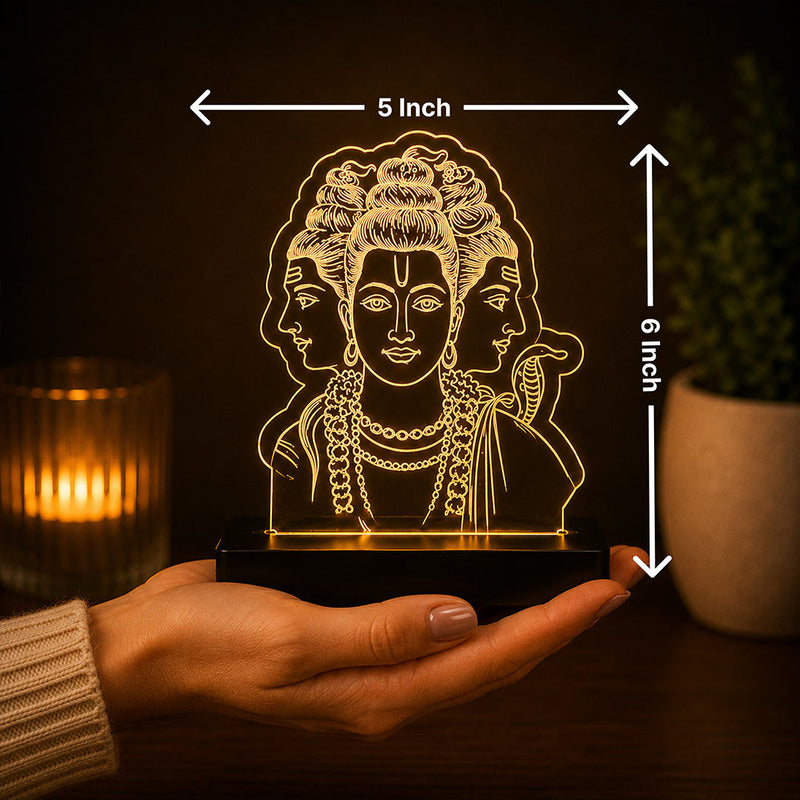 Lord Brahma LED Car Dashboard Lamp – Premium Trimurti Acrylic LED Light for Car Dashboard, Home Temple Decor, Spiritual Gift for Devotees | LoveCraftGifts™
