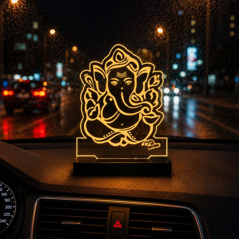 Lord Ganesha LED Car Dashboard Lamp – Premium Acrylic Ganpati Dashboard Light for Car Interior Decor, Spiritual Gift for Home, Office & Vehicle | LoveCraftGifts™