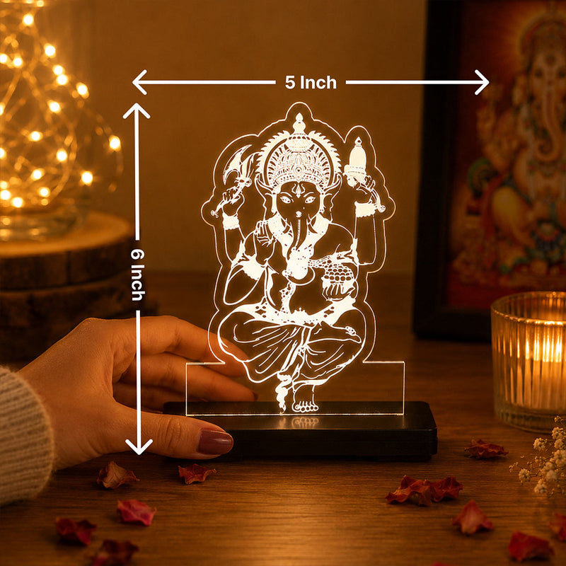 Lord Ganesha LED Car Dashboard Lamp – Premium Acrylic Ganpati Bappa Dashboard Light for Car Interior, Home Temple Decor & Spiritual Gift | LoveCraftGifts™