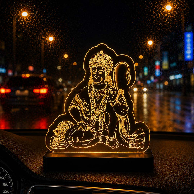Lord Hanuman LED Car Dashboard Lamp – Premium Acrylic Bajrangbali Dashboard Light for Car Interior, Home Decor & Spiritual Gift | LoveCraftGifts™