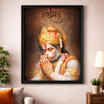 Ram Bhakt Hanuman Wall Frame – Lord Hanuman Spiritual Wall Art with Ram Name (Multiple Sizes) | Love Craft Gifts