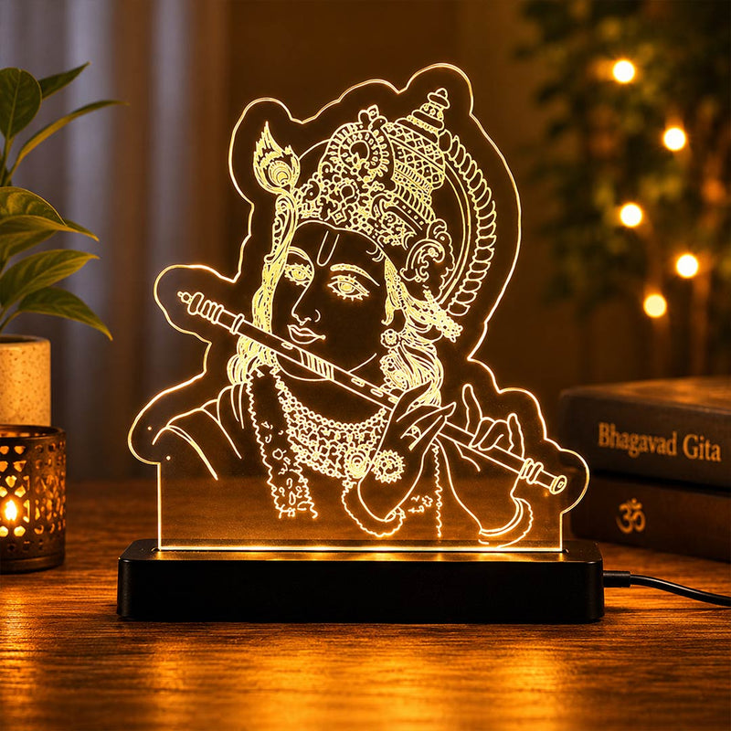 Lord Krishna LED Car Dashboard Lamp – Premium Acrylic Kanha Dashboard Light for Car Interior, Home Decor & Spiritual Gift | LoveCraftGifts™