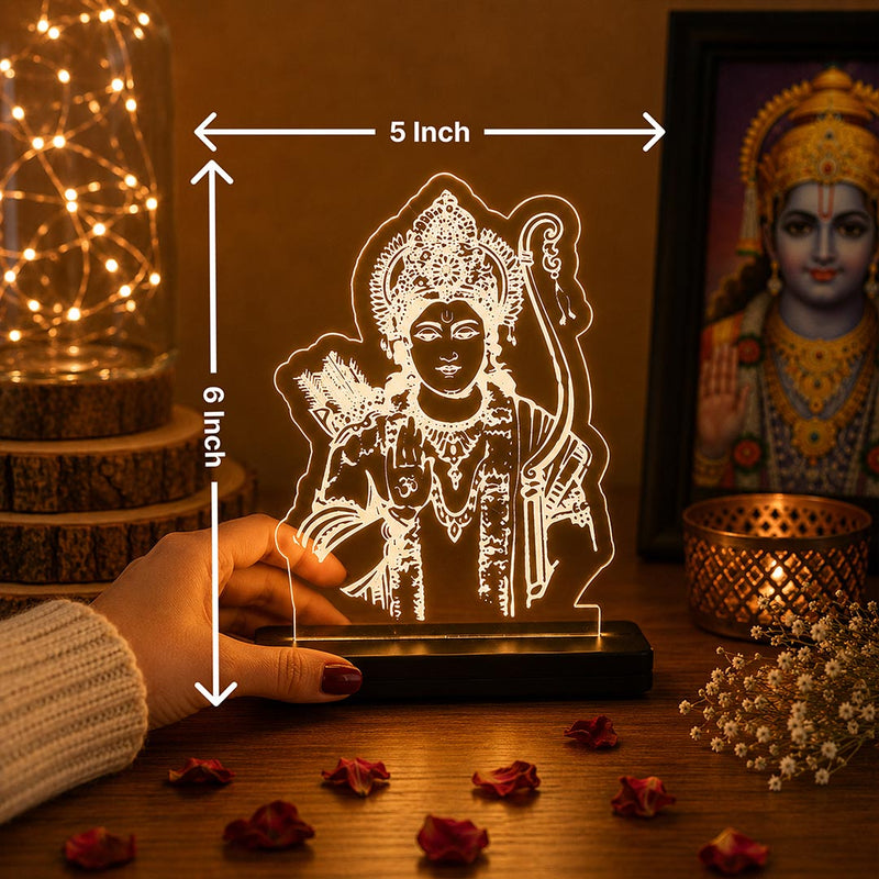 Shree Ram Ji LED Acrylic Lamp – Divine Lord Rama Decorative Night Light for Home Temple, Car Dashboard & Spiritual Gifting | LoveCraftGifts™