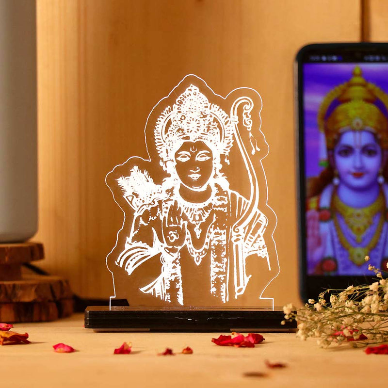 Shree Ram Ji LED Acrylic Lamp – Divine Lord Rama Decorative Night Light for Home Temple, Car Dashboard & Spiritual Gifting | LoveCraftGifts™