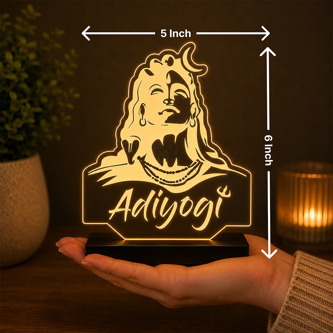 Adiyogi LED Car Dashboard Lamp – Premium Acrylic Shiva Dashboard Light for Car Interior Decor, Spiritual Gift for Shiv Bhakts & Divine Travel Companion | LoveCraftGifts™
