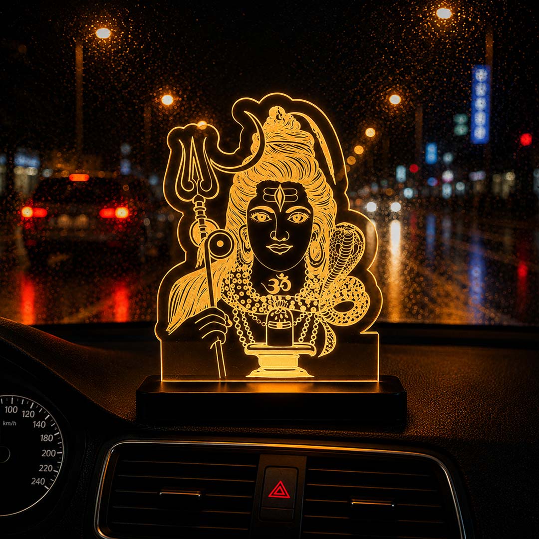 Lord Shiva LED Car Dashboard Lamp – Premium Acrylic Mahadev Dashboard Light for Car Interior, Home Temple Decor & Spiritual Gift | LoveCraftGifts™