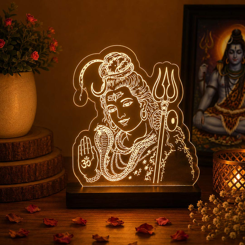 Lord Shiva LED Acrylic Lamp – Mahadev Divine Night Light for Home Temple, Spiritual Decor & Religious Gift | LoveCraftGifts™