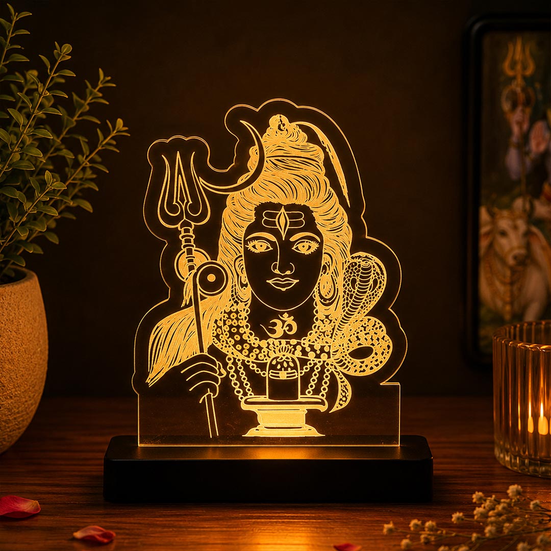 Lord Shiva LED Car Dashboard Lamp – Premium Acrylic Mahadev Dashboard Light for Car Interior, Home Temple Decor & Spiritual Gift | LoveCraftGifts™