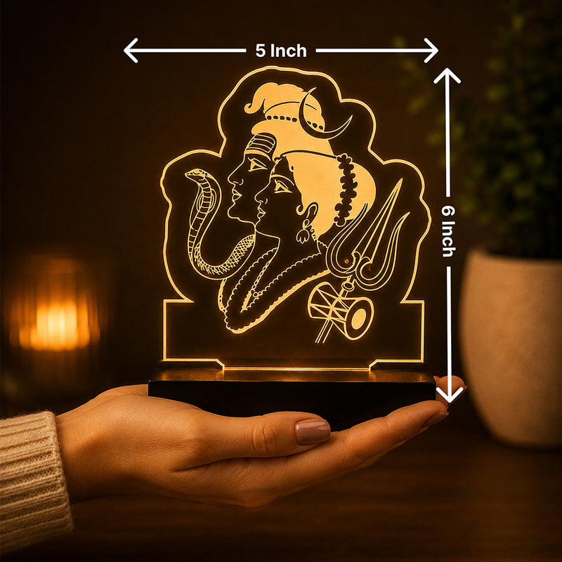 Shiv Parvati LED Car Dashboard Lamp – Premium Acrylic Mahadev Mata Parvati Dashboard Light for Car Interior Decor, Spiritual Gift for Home, Office & Vehicle | LoveCraftGifts™