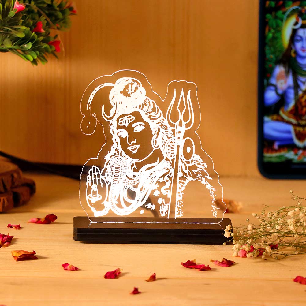Lord Shiva LED Acrylic Lamp – Mahadev Divine Night Light for Home Temple, Spiritual Decor & Religious Gift | LoveCraftGifts™