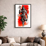 Lord Shiva Trishul Warrior Wall Frame – Modern Mahadev Devotional Wall Art | Love Craft Gifts