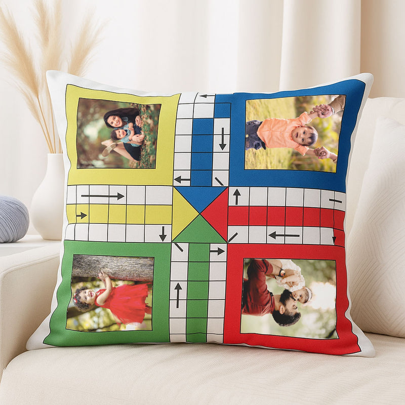 Ludo Game Personalized Photo Cushion (10x10) | Love Craft Gifts