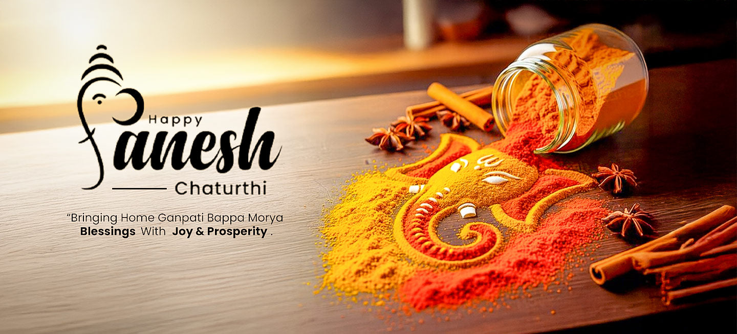 Love Craft Gifts | Ganesh Chaturthi | Festive Banner – Artistic Lord Ganesha Design Made with Haldi and Kumkum Powder for Auspicious Home Decor and Celebrations