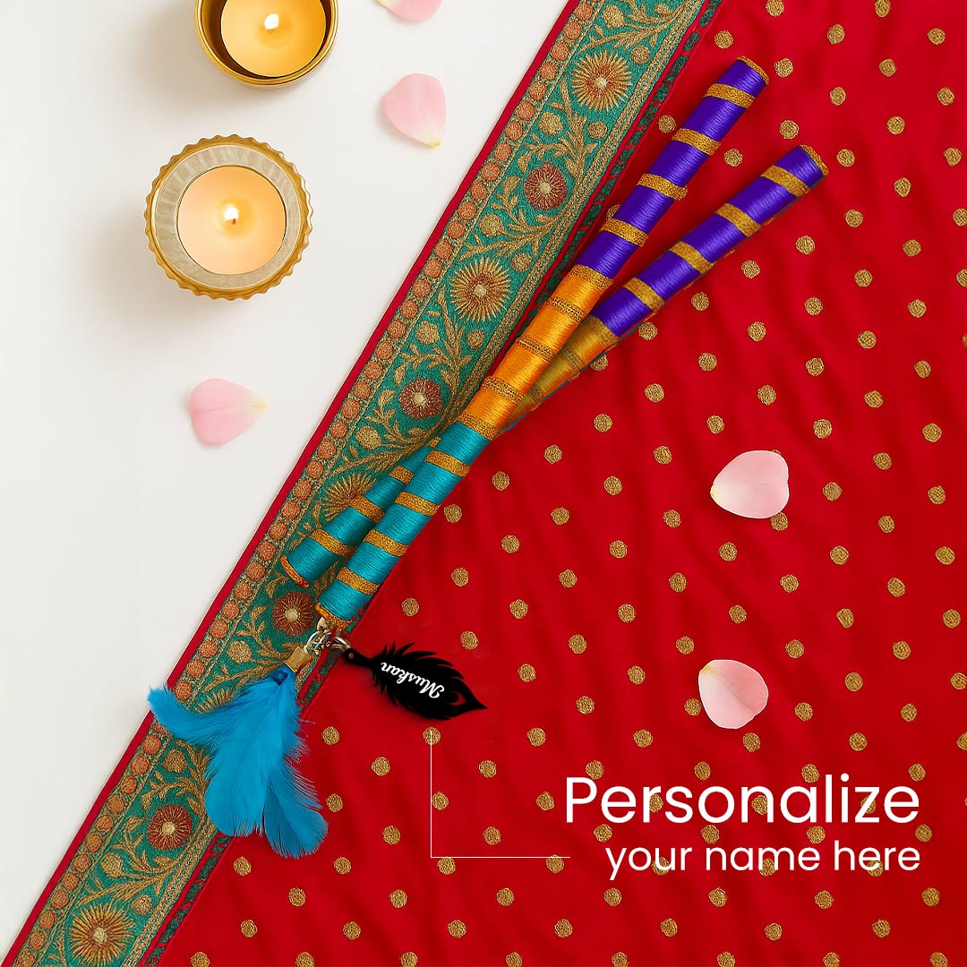 Personalized Dandiya Sticks – Colorful Festive Design with Name Engraving | Love Craft Gifts