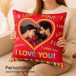 Romantic Red Cushion with Heart-Shaped Photo Frames | Love Craft Gifts