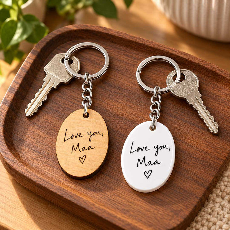 Love You Maa Keyring 2x2.5" in Natural Wood-Tone or White Design | Love Craft Gifts™