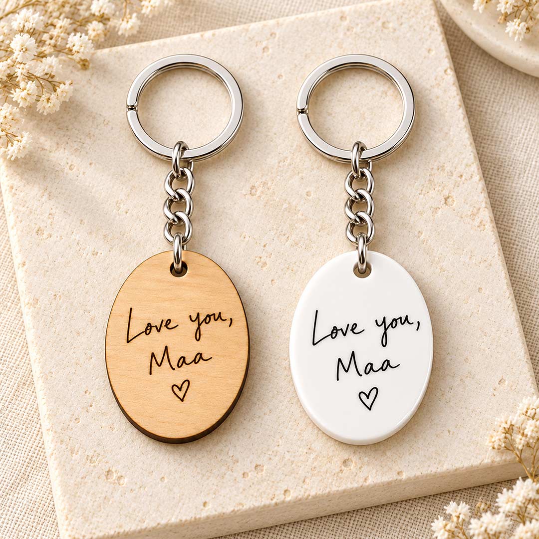 Love You Maa Message Keychain 2x2.5" with Heart Design for Mother | Love Craft Gifts™