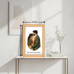 Personalized Couple Illustration Wall Frame – Custom Couple Portrait Frame (12×8 Inch) | Love Craft Gifts