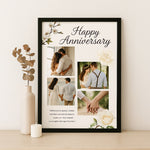 Floral Anniversary Photo Collage Frame with Romantic Quote | Love Craft Gifts