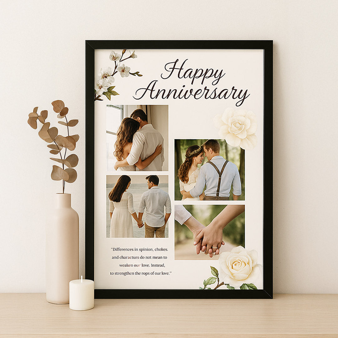 Floral Anniversary Photo Collage Frame with Romantic Quote | Love Craft Gifts