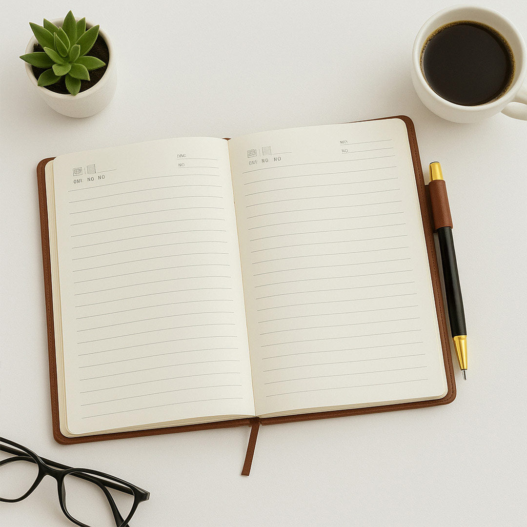 Personalized PU Leather Executive Diary with Name Plate & Card Holder | Premium A5 Journal Gift for Professionals, Office Use & Corporate Gifting | Love Craft Gifts™