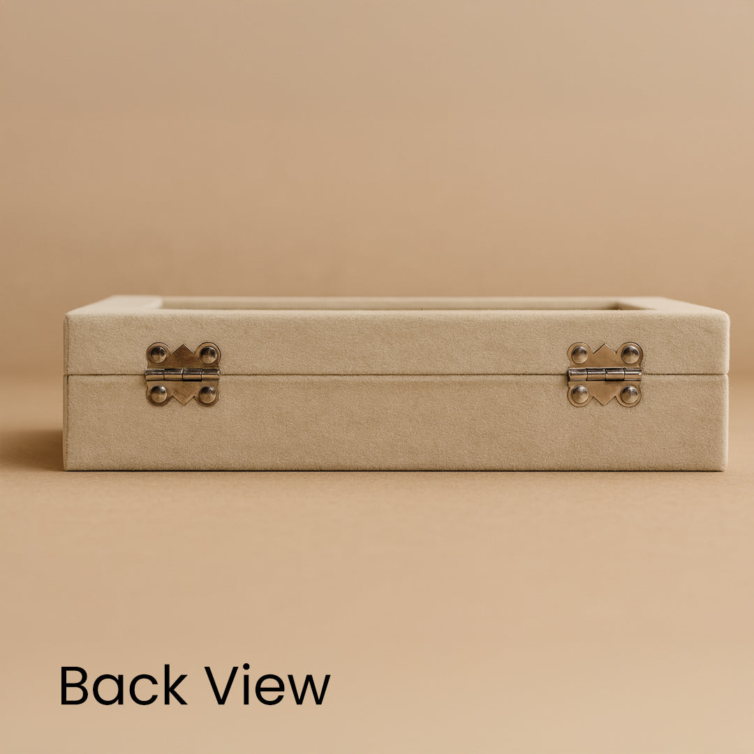 Personalized Beige Velvet Jewellery Organizer Box with Jewellery (According to Availability)| Love Craft Gifts