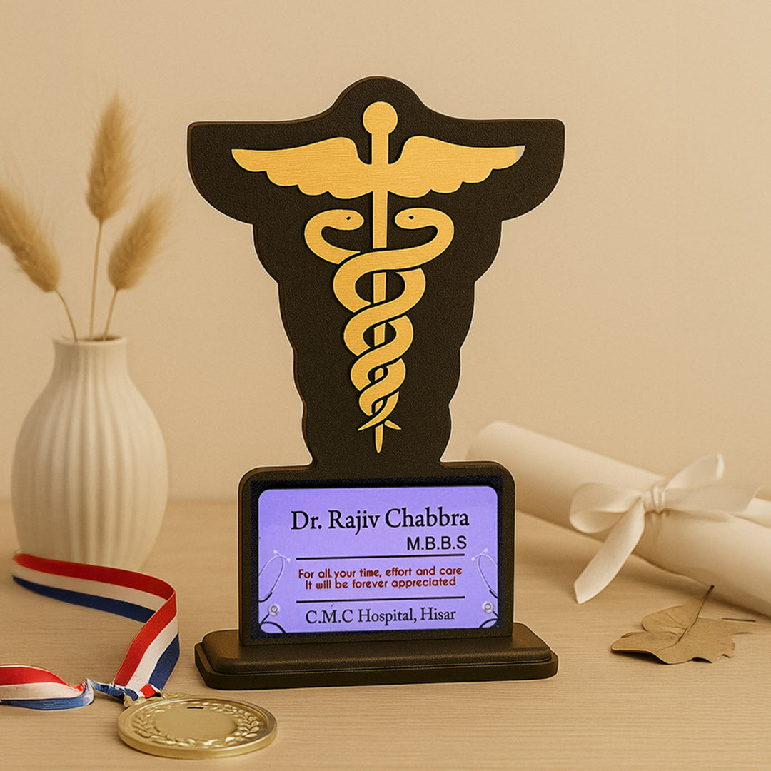 Personalized Doctor Appreciation Trophy | Medical Theme MDF Memento | Love Craft Gifts