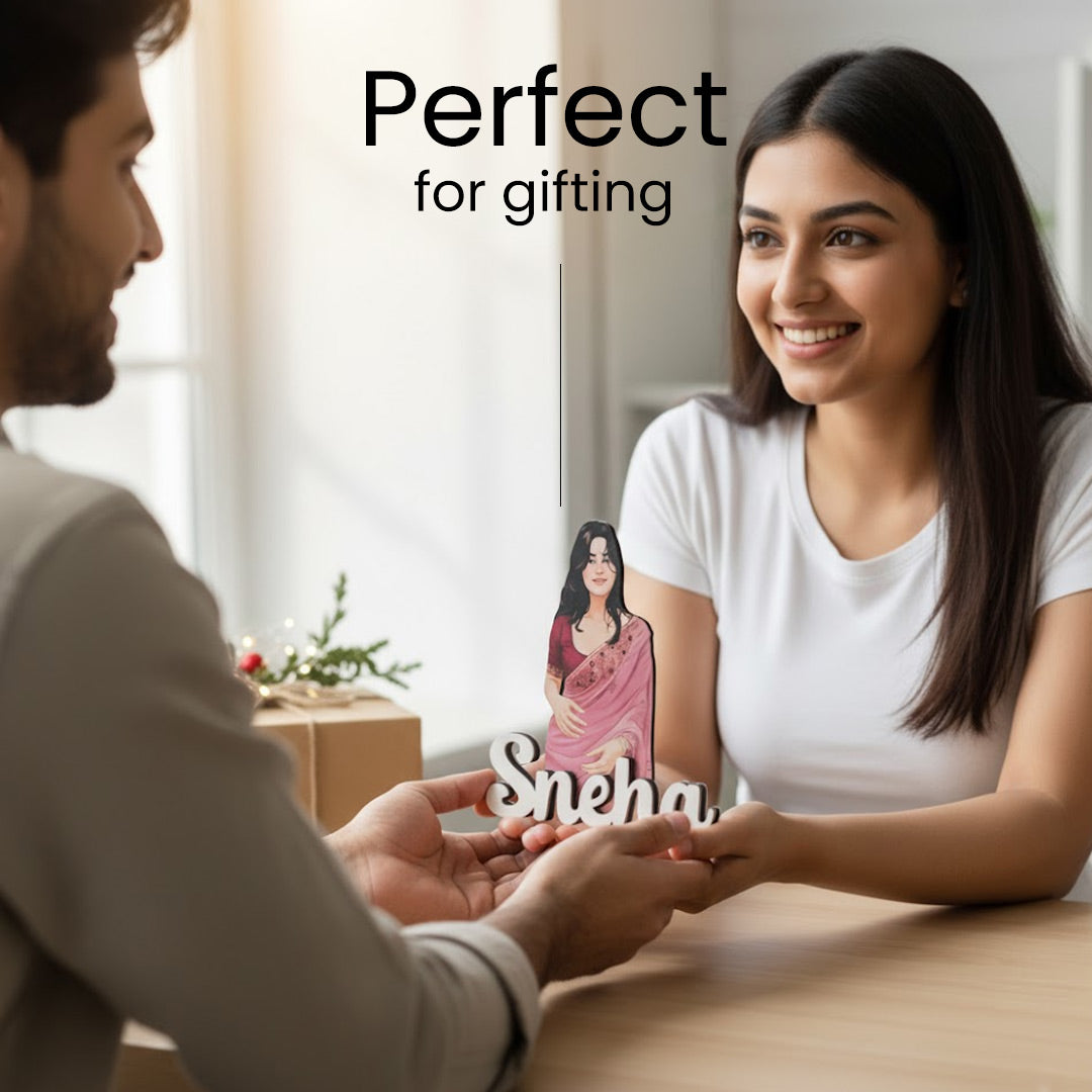 Personalized Cartoon Name Table Stand – 7×6" | Love Craft Gifts