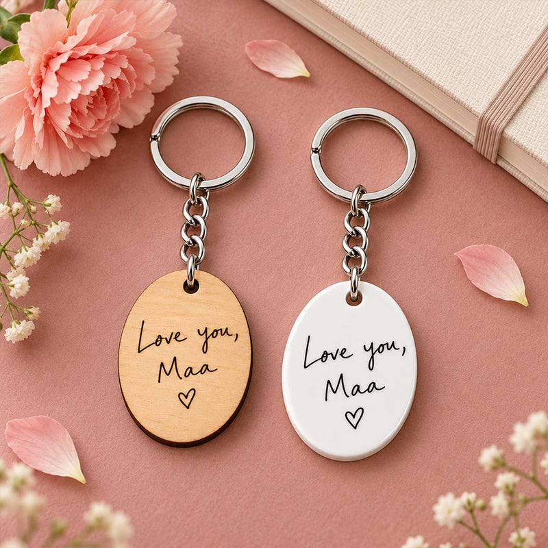 Maa Gift Keychain 2x2.5" with Love You Mom Message & Heart Motif | Love Craft Gifts™