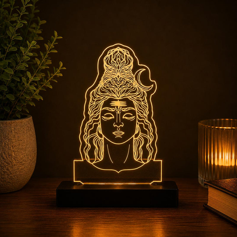 Lord Shiva LED Car Dashboard Lamp – Premium Mahadev Acrylic LED Light for Car Dashboard, Home Temple Decor, Spiritual Gift for Shiv Bhakts | LoveCraftGifts™