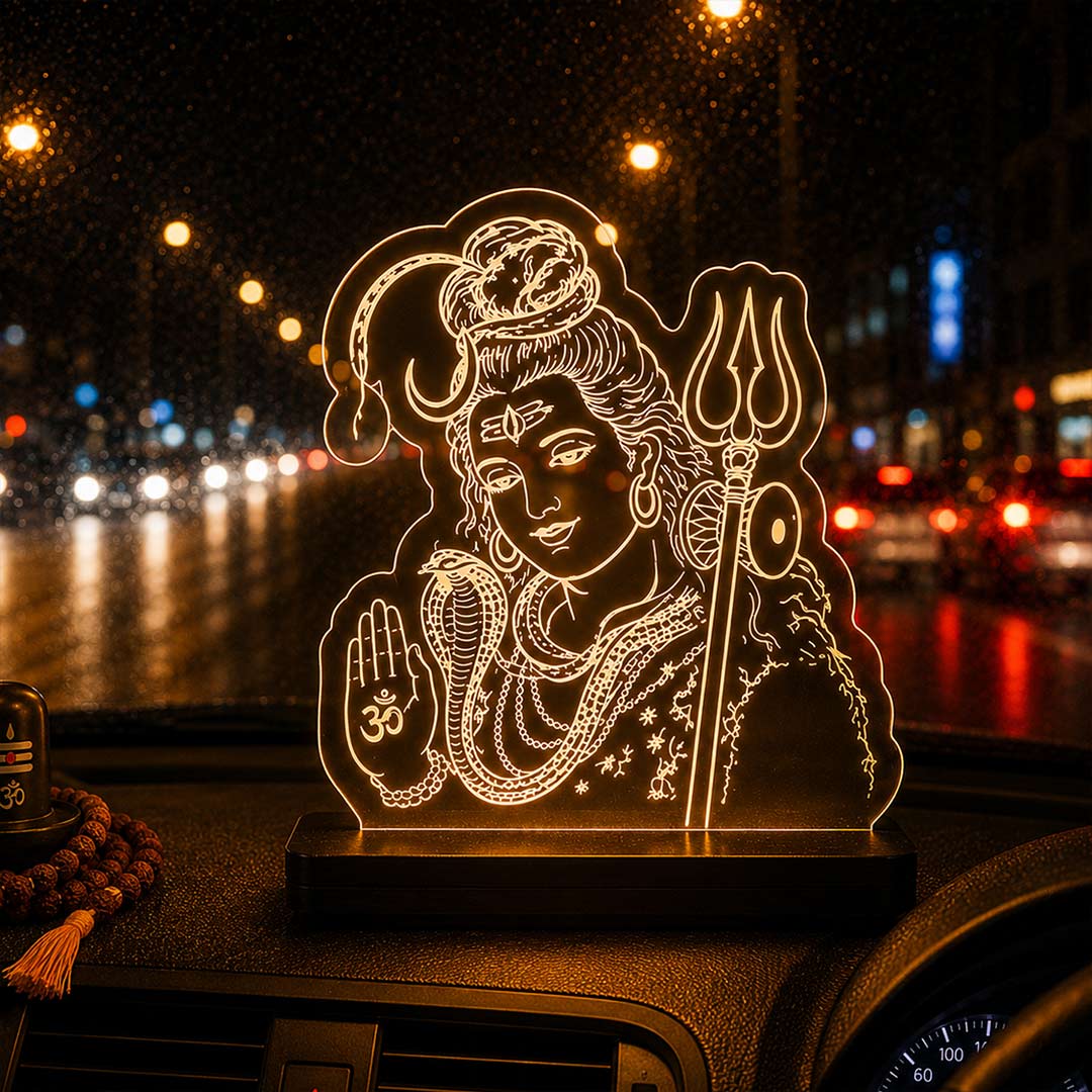Lord Shiva LED Acrylic Lamp – Mahadev Divine Night Light for Home Temple, Spiritual Decor & Religious Gift | LoveCraftGifts™