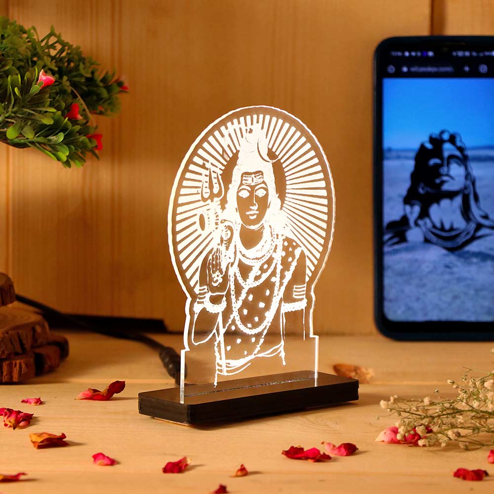 Lord Shiva LED Acrylic Lamp – Mahadev Blessing Night Light for Home Temple, Spiritual Decor & Religious Gift | LoveCraftGifts™
