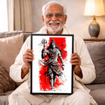 Lord Shiva Trishul Warrior Wall Frame – Modern Mahadev Devotional Wall Art | Love Craft Gifts