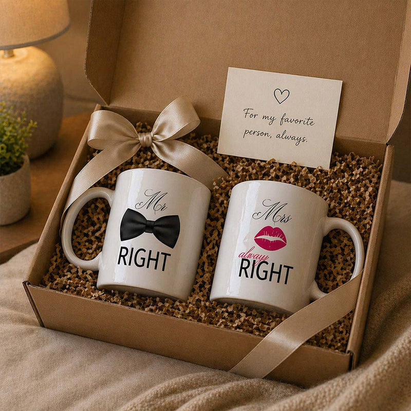 Matching Couple Ceramic Mugs 250ml Each | Mr & Mrs Funny Gift | Love Craft Gifts™