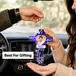 Personalized Memorial Cross Car Hanging with Custom Photo & Name | Sympathy Remembrance Gift for Family & Loved Ones - 3.5x2" | Love Craft Gifts™