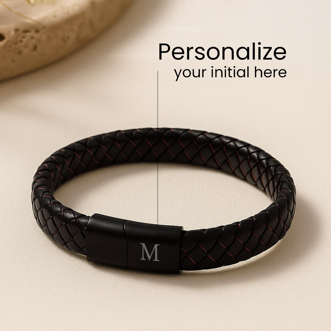 Personalized Braided Leather Bracelet for Men | Love Craft Gifts
