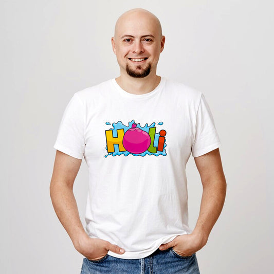 Men wearing Printed Holi T-Shirt