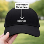 Personalized Name Printed Black Cap for Women – Custom Text Adjustable Baseball Hat | Love Craft Gifts