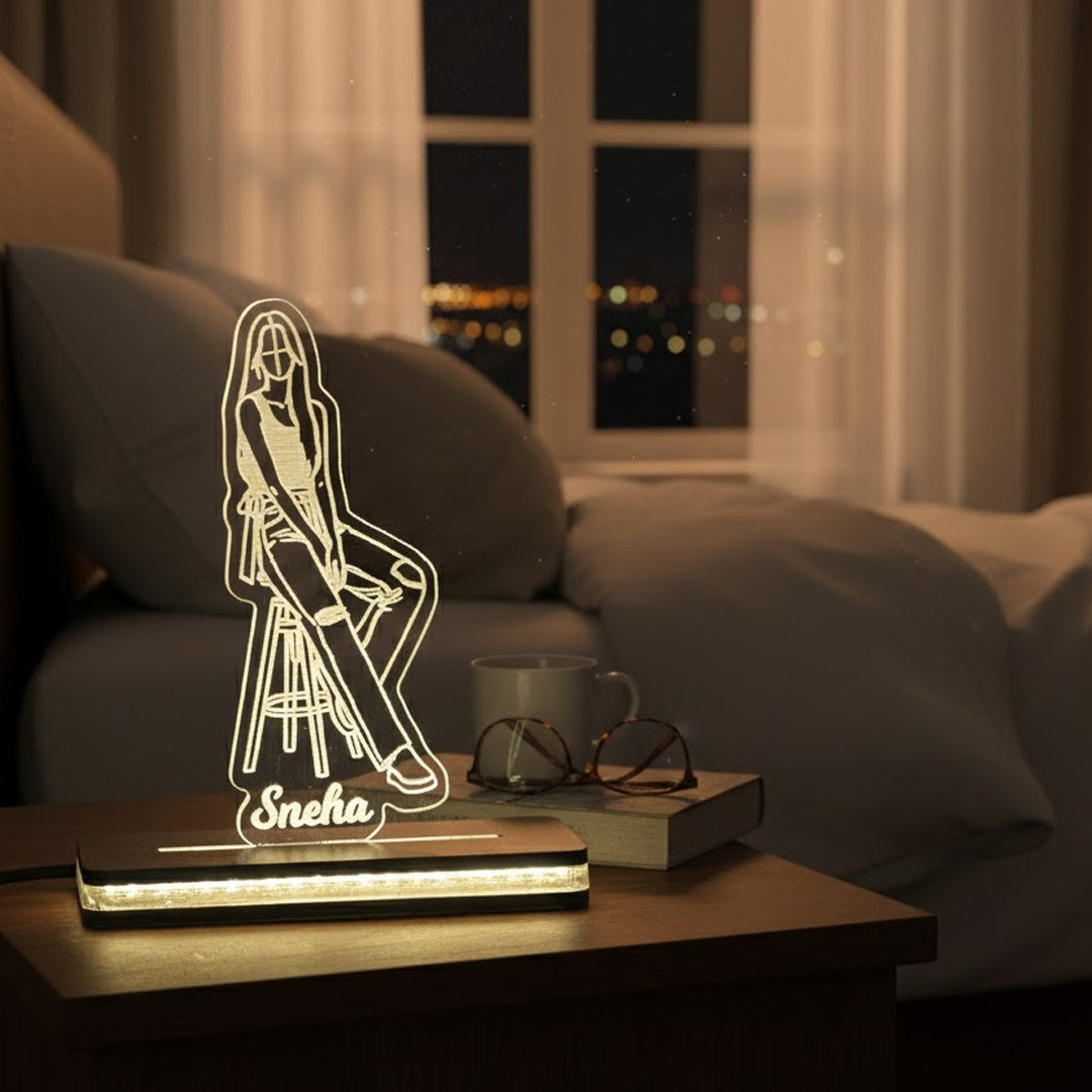 Personalized Name Acrylic LED Lamp (4 × 6 Inch) | Love Craft Gifts