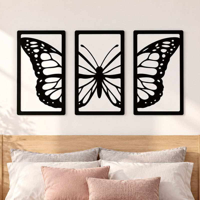 Minimalist Black Butterfly Wall Frame Set of 3 | Love Craft Gifts™