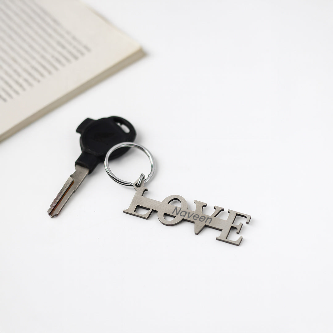 Personalized LOVE Metal Keychain with Name | Love Craft Gifts