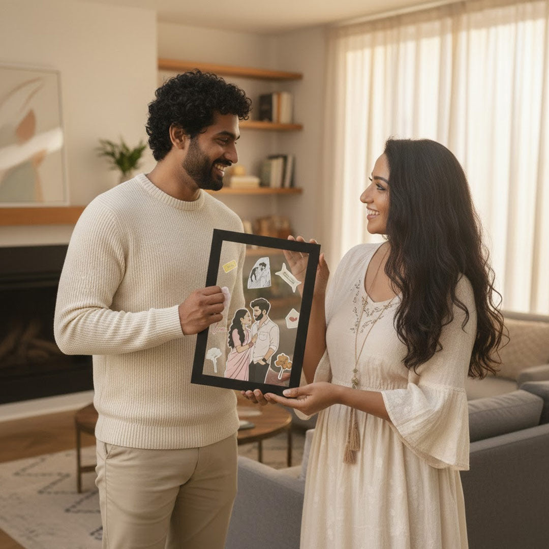 Personalized Acrylic Couple Frame – 8×12” | Custom Illustration | Love Craft Gifts