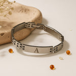 Matte Silver Personalized Initial Bracelet | Love Craft Gifts

