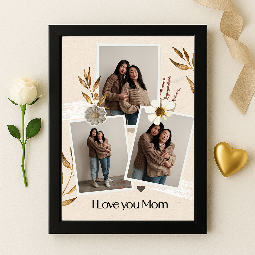 Custom Mother-Daughter Photo Frame – I Love You Mom Wall Art Gift | Love Craft Gifts