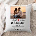 Personalized Spotify Song Photo Cushion Cover with Custom Name & Picture | Romantic Couple Gift for Anniversary, Birthday & Valentine’s Day - 12x12" | Love Craft Gifts™